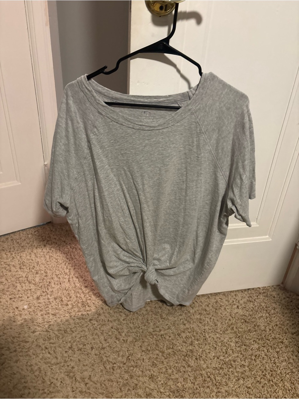 aerie Light Gray Short Sleeve Knot-Front Tee